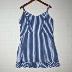 Old Navy Sundress Womens size XL Blue white striped Ruffle trim